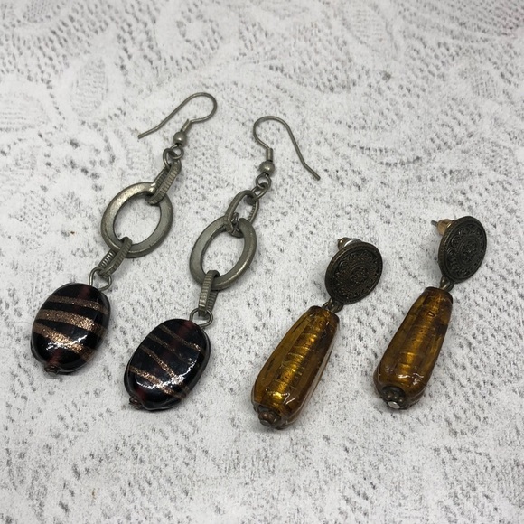 Bundle lot 2 vintage art glass statement earrings. - Picture 2 of 6
